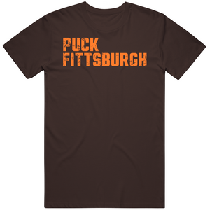 Puck Fittsburgh Cleveland Football Fan Distressed T Shirt