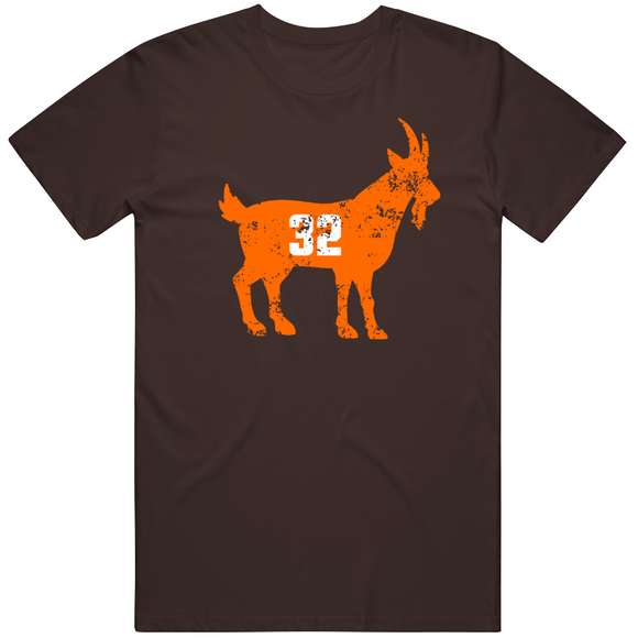 Jim Brown Legend 32 Distressed Cleveland Football Fan Goat T Shirt