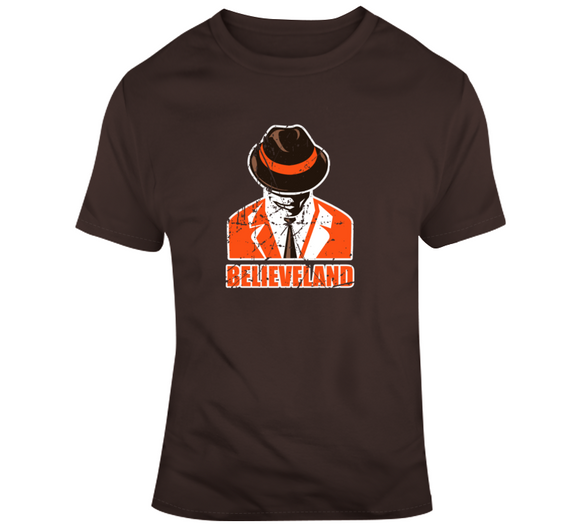 Paul Brown Believeland Distressed Cleveland Football Fan T Shirt
