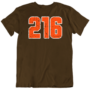 Area Code 216 Cleveland Football Fan Distressed T Shirt