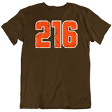 Area Code 216 Cleveland Football Fan Distressed T Shirt