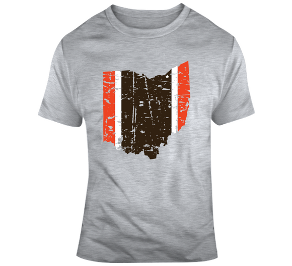 Cleveland Football Team State of Ohio Football Distressed T Shirt