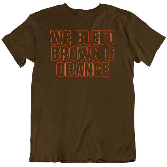 We Bleed Brown Orange Cleveland Football Fan Distressed V2 T Shirt