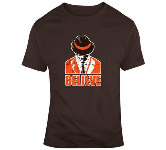 Paul Brown Believe Distressed Cleveland Football Fan T Shirt