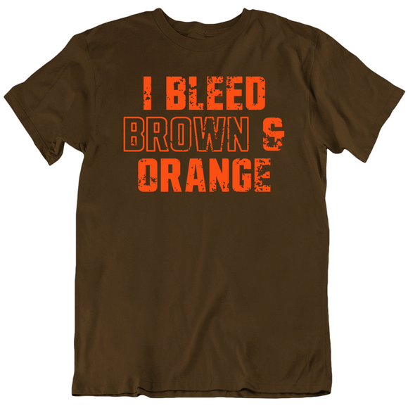I Bleed Brown And Orange Cleveland Football Fan V5 Distressed T Shirt
