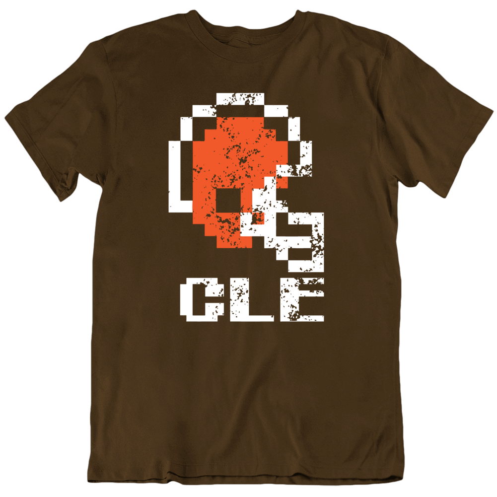 Distressed 8 Bit Cleveland Football Fan T Shirt – theLandTshirts Distressed 8 Bit Cleveland Football Fan T Shirt – theLandTshirts