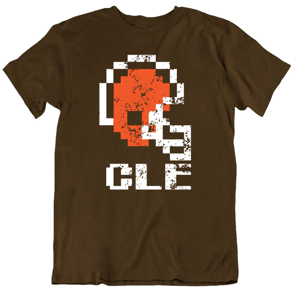 Distressed 8 Bit Cleveland Football Fan T Shirt