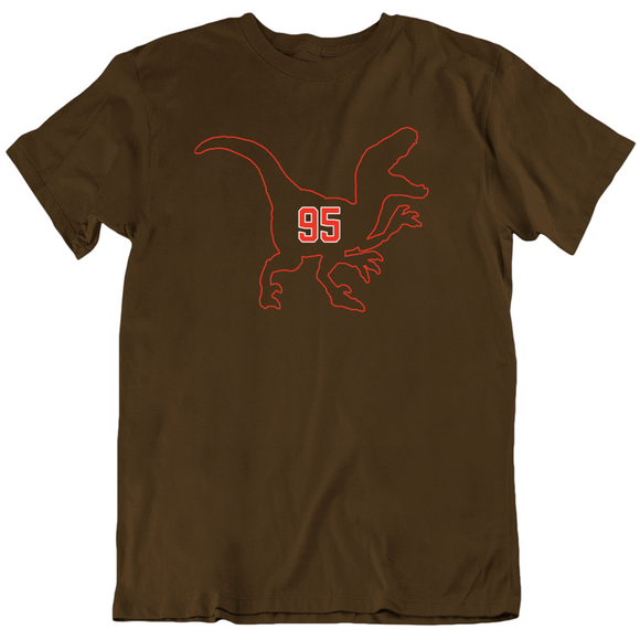 Myles Garrett Jurassic Park Raptor Outline Cleveland Football Fan T Shirt