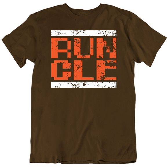 Distressed 8 Bit Run Cleveland Football Fan T Shirt