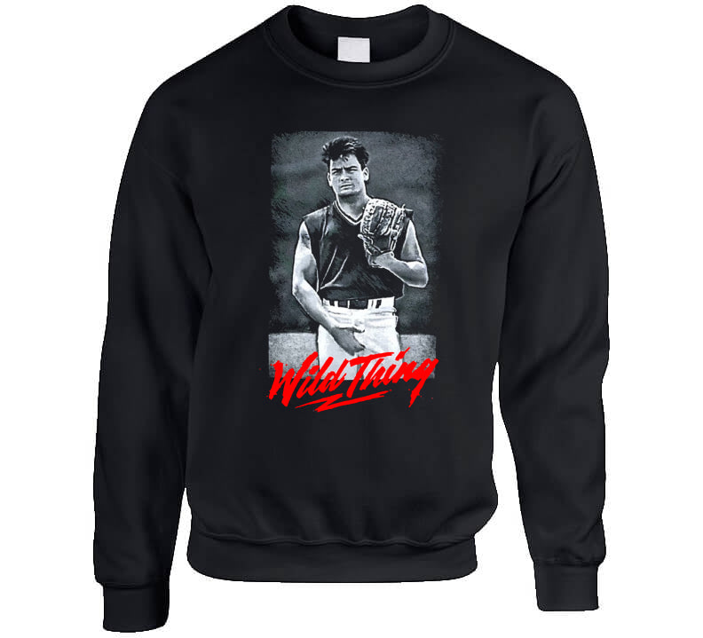 theLandTshirts Wild Thing Major League Cool Baseball Fan T Shirt Crewneck Sweatshirt / Black / 2 X-Large