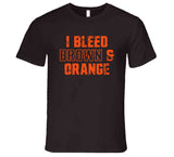 I Bleed Brown And Orange Cleveland Football Fan V5 Distressed T Shirt