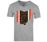 Cleveland Football Team State of Ohio Football Distressed T Shirt