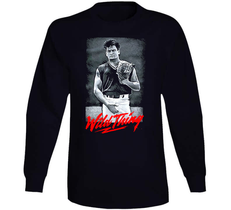 theLandTshirts Wild Thing Major League Cool Baseball Fan T Shirt Long Sleeve / Black / Large