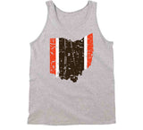 Cleveland Football Team State of Ohio Football Distressed T Shirt